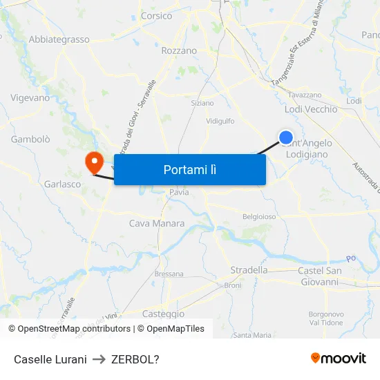 Caselle Lurani to ZERBOL? map