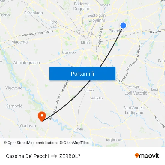 Cassina De' Pecchi to ZERBOL? map