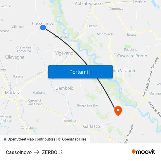 Cassolnovo to ZERBOL? map