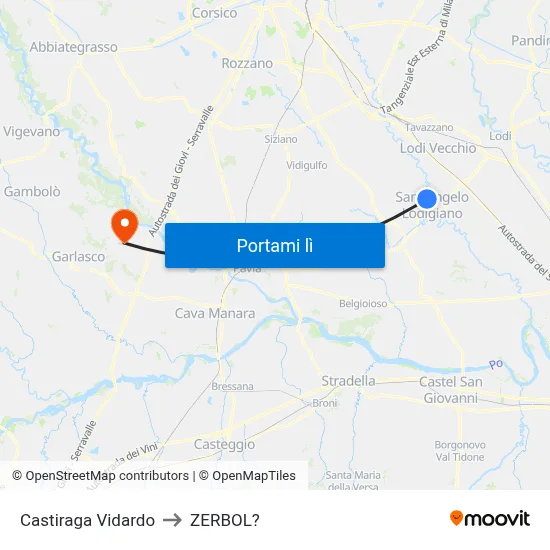 Castiraga Vidardo to ZERBOL? map