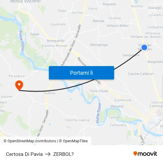 Certosa Di Pavia to ZERBOL? map