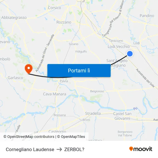 Cornegliano Laudense to ZERBOL? map