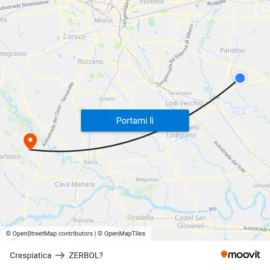 Crespiatica to ZERBOL? map