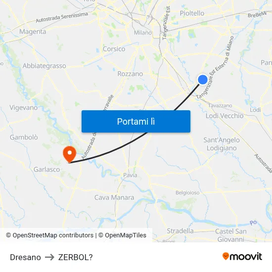 Dresano to ZERBOL? map
