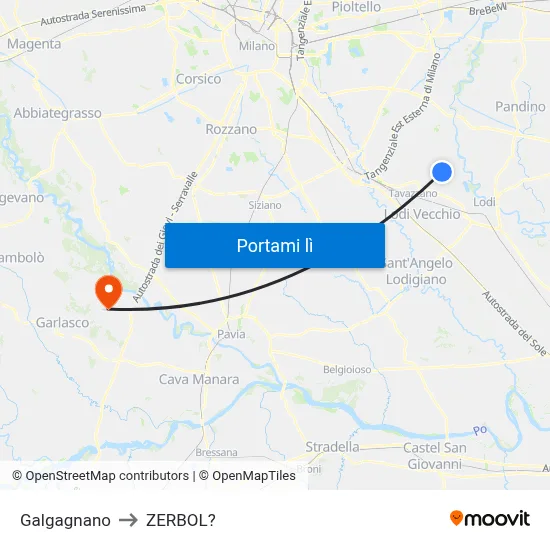 Galgagnano to ZERBOL? map