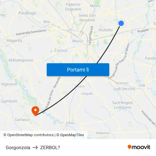 Gorgonzola to ZERBOL? map