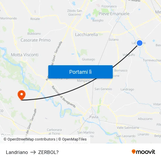 Landriano to ZERBOL? map