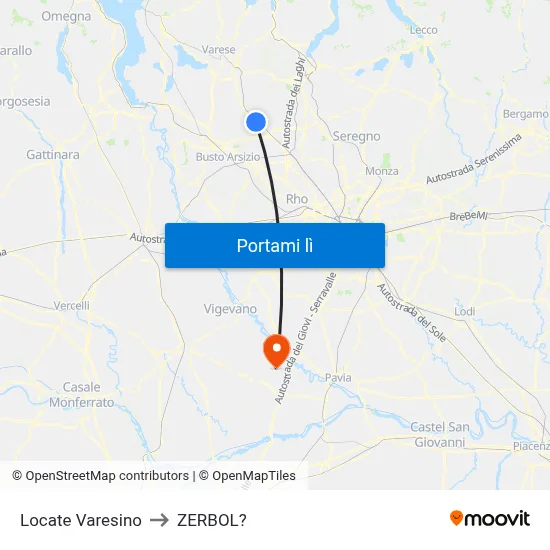 Locate Varesino to ZERBOL? map