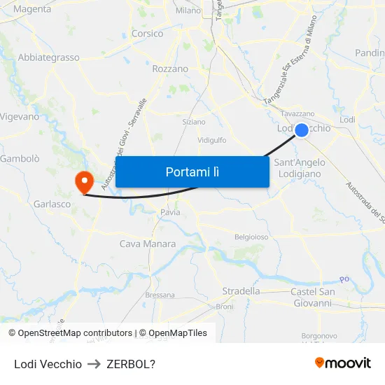 Lodi Vecchio to ZERBOL? map
