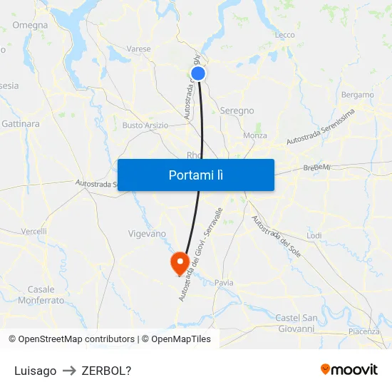 Luisago to ZERBOL? map