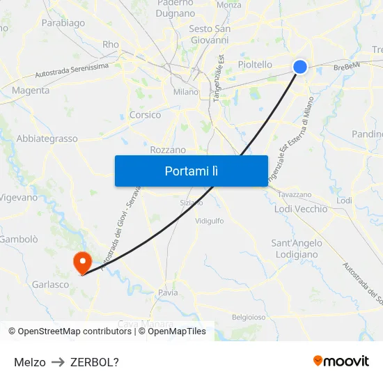 Melzo to ZERBOL? map