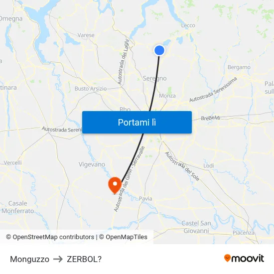 Monguzzo to ZERBOL? map