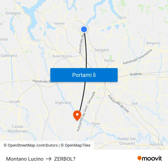 Montano Lucino to ZERBOL? map