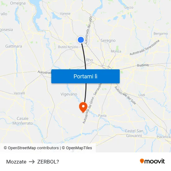 Mozzate to ZERBOL? map
