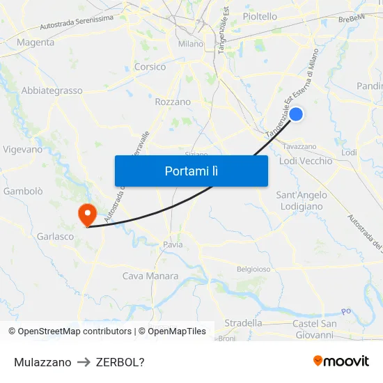Mulazzano to ZERBOL? map