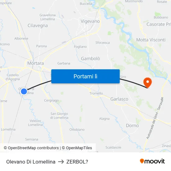 Olevano Di Lomellina to ZERBOL? map