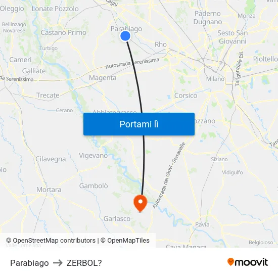 Parabiago to ZERBOL? map