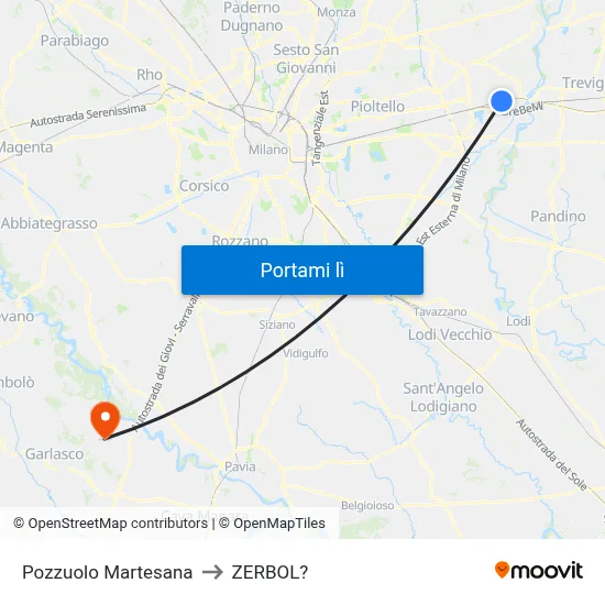 Pozzuolo Martesana to ZERBOL? map