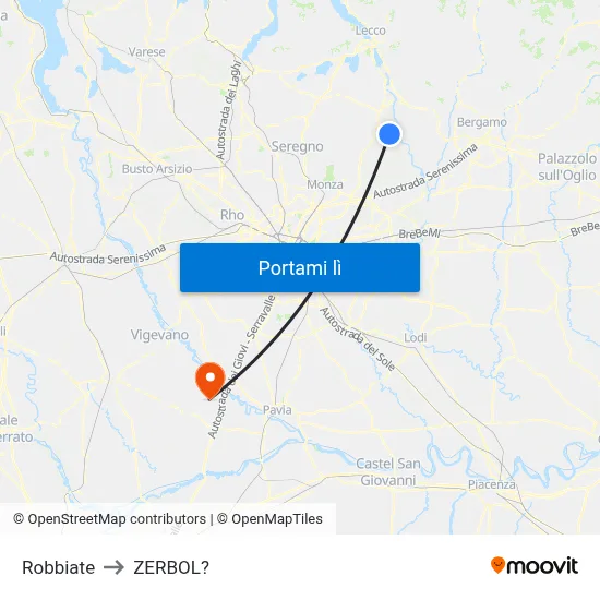 Robbiate to ZERBOL? map