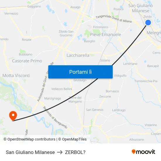 San Giuliano Milanese to ZERBOL? map