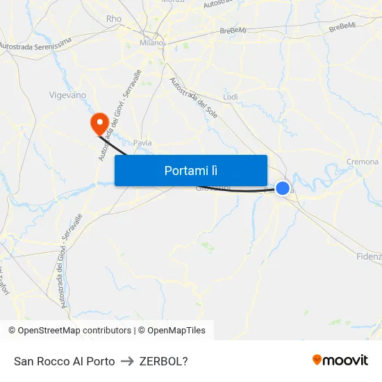 San Rocco Al Porto to ZERBOL? map