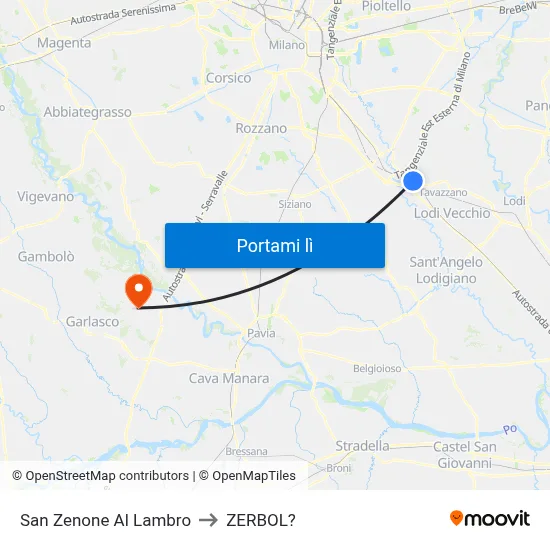 San Zenone Al Lambro to ZERBOL? map