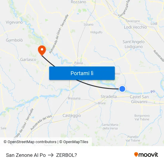 San Zenone Al Po to ZERBOL? map