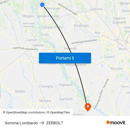 Somma Lombardo to ZERBOL? map