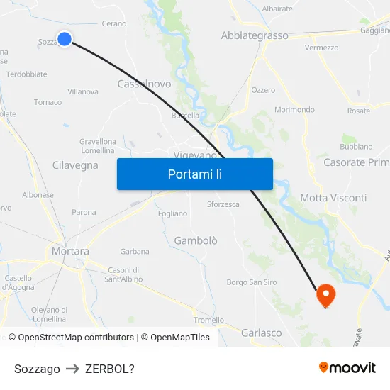 Sozzago to ZERBOL? map