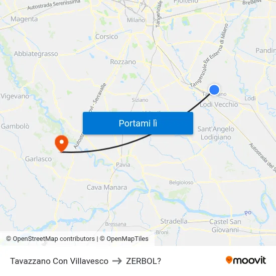 Tavazzano Con Villavesco to ZERBOL? map