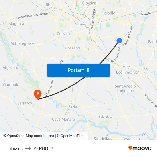 Tribiano to ZERBOL? map