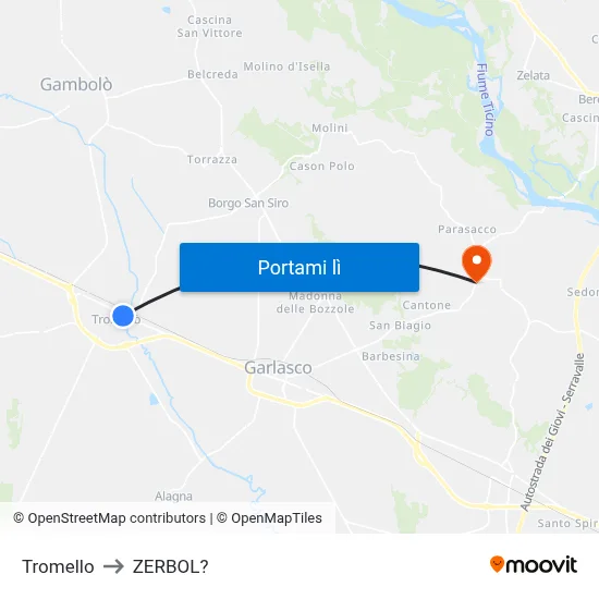 Tromello to ZERBOL? map