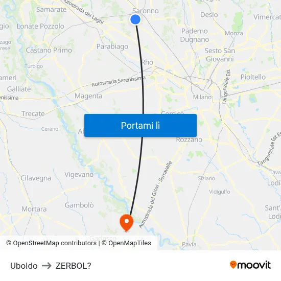 Uboldo to ZERBOL? map