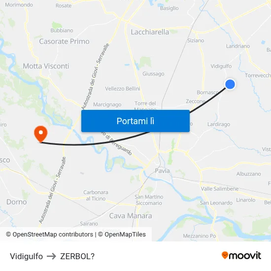Vidigulfo to ZERBOL? map