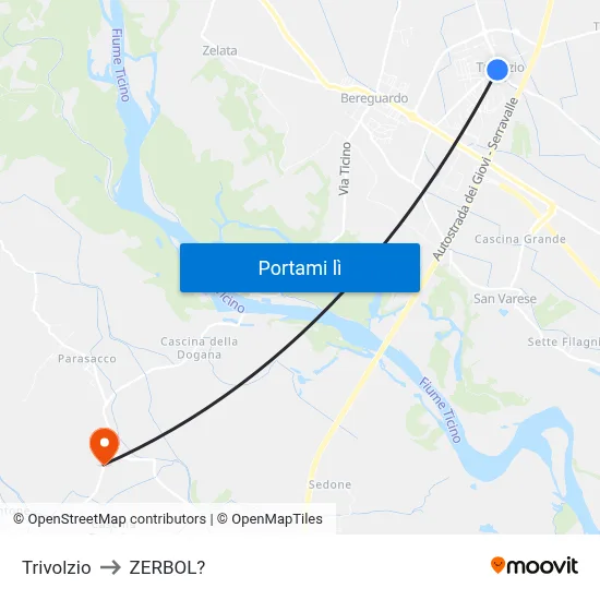 Trivolzio to ZERBOL? map