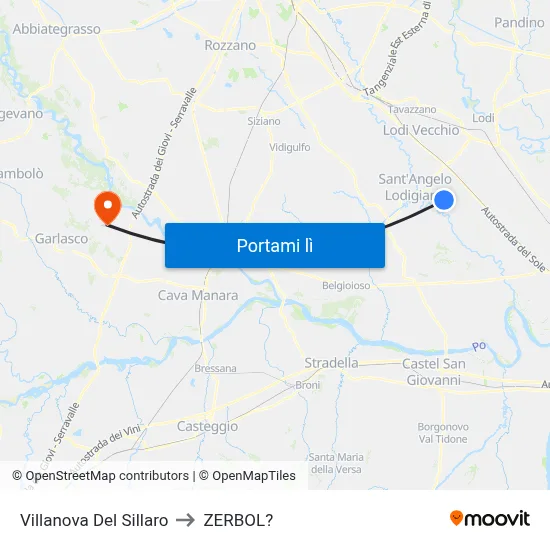 Villanova Del Sillaro to ZERBOL? map