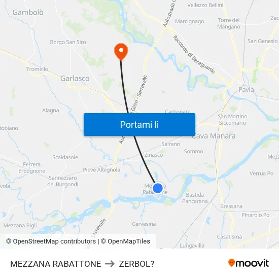 MEZZANA RABATTONE to ZERBOL? map