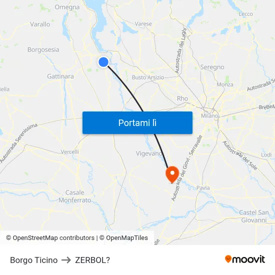 Borgo Ticino to ZERBOL? map