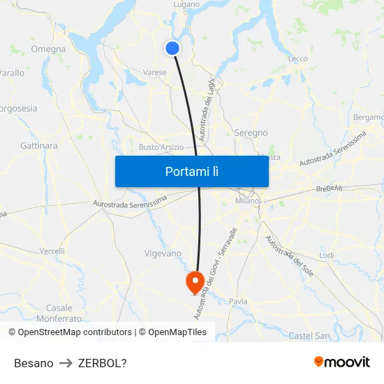 Besano to ZERBOL? map