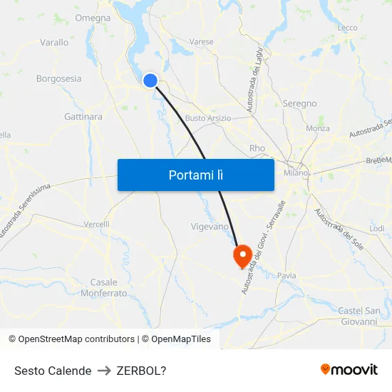 Sesto Calende to ZERBOL? map