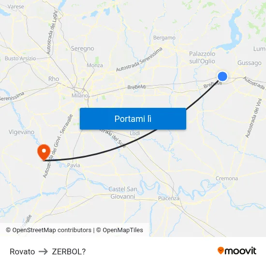 Rovato to ZERBOL? map