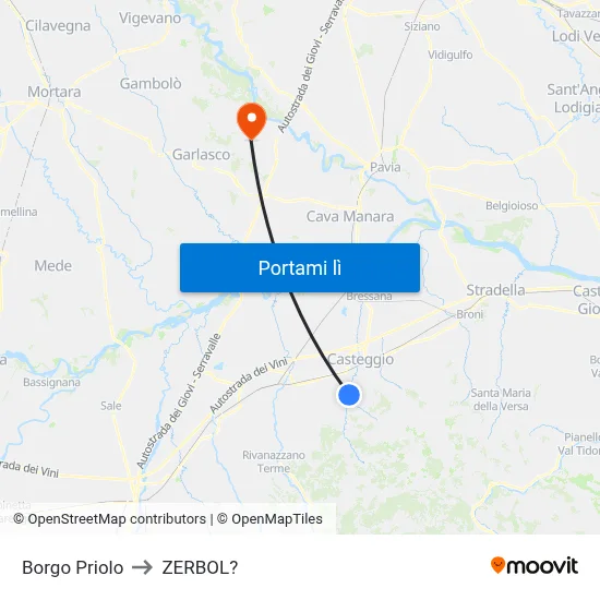 Borgo Priolo to ZERBOL? map
