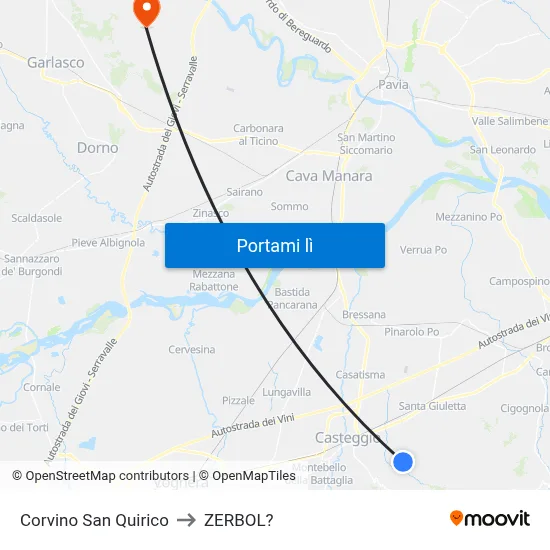 Corvino San Quirico to ZERBOL? map
