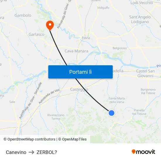 Canevino to ZERBOL? map