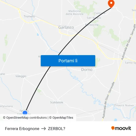 Ferrera Erbognone to ZERBOL? map