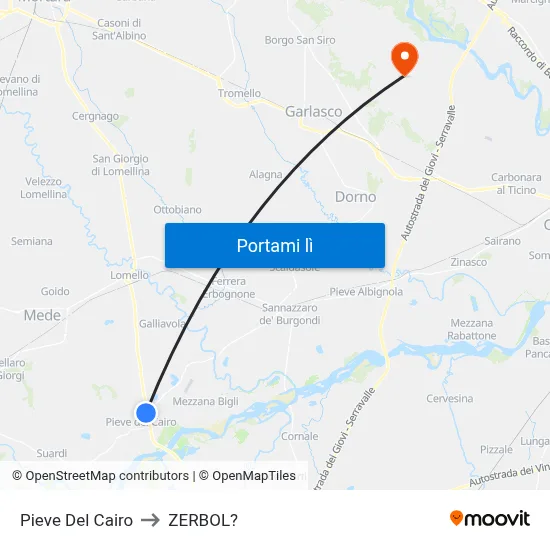 Pieve Del Cairo to ZERBOL? map