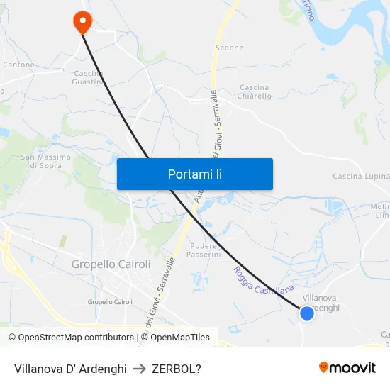 Villanova D' Ardenghi to ZERBOL? map