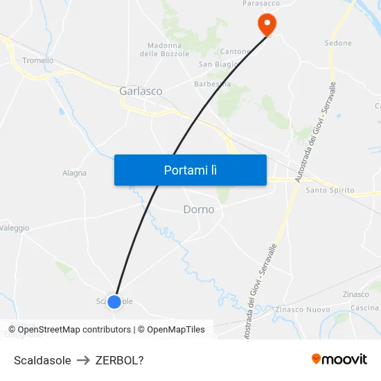 Scaldasole to ZERBOL? map