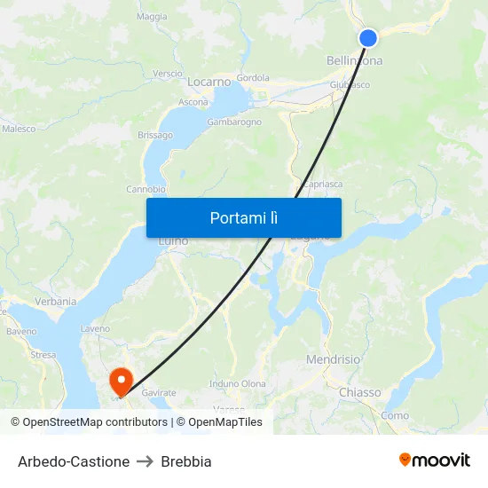 Arbedo-Castione to Brebbia map