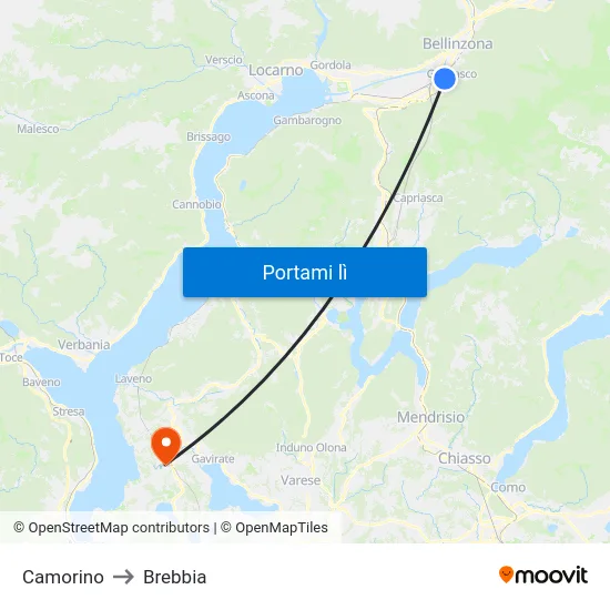 Camorino to Brebbia map